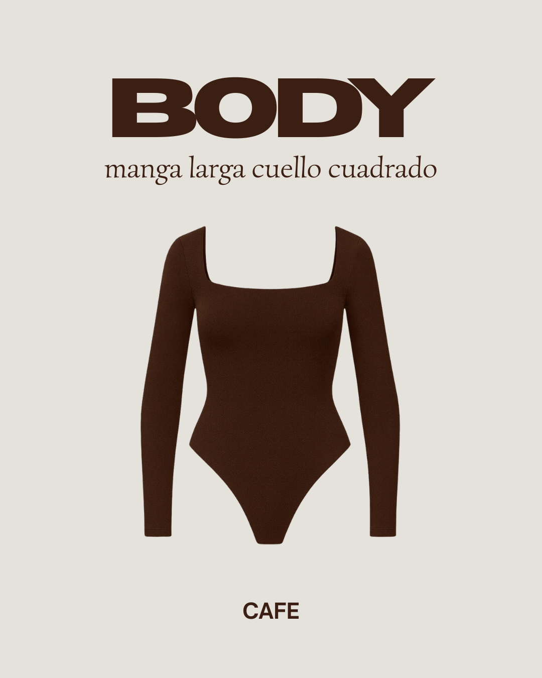 Body manga larga cuello cuadrado