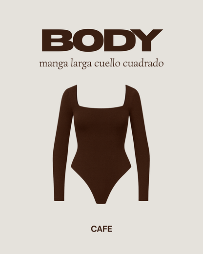 Body manga larga cuello cuadrado