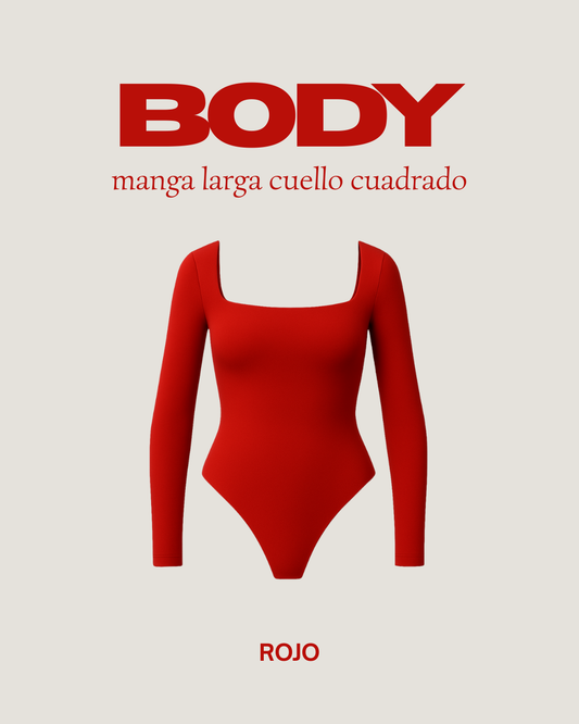 Body manga larga cuello cuadrado