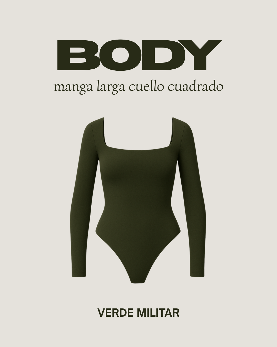Body manga larga cuello cuadrado