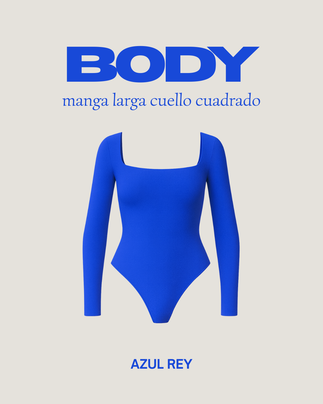 Body manga larga cuello cuadrado