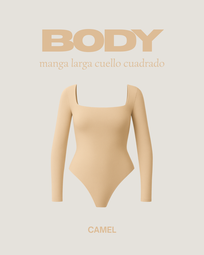 Body manga larga cuello cuadrado